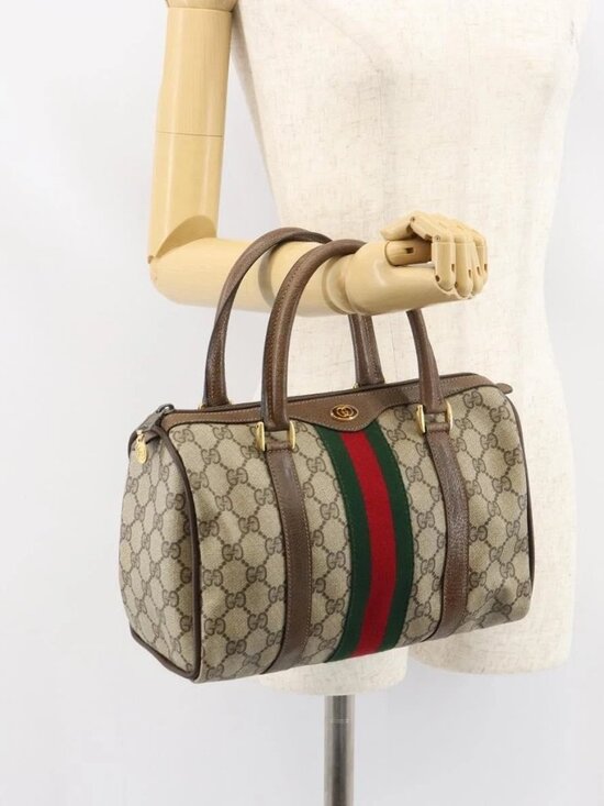 Gucci Handbags - GUCCI GG Supreme Web Sherry Line Boston Bag PVC Beige Gold 40 02 006 Auth gh1505